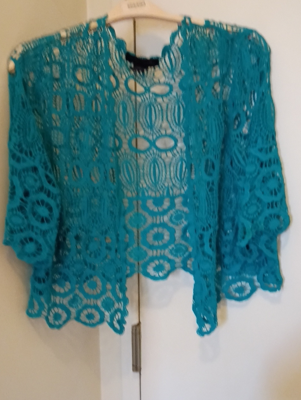 Openwork Teal Crochet Crop Top - Women's Lightweight Knit